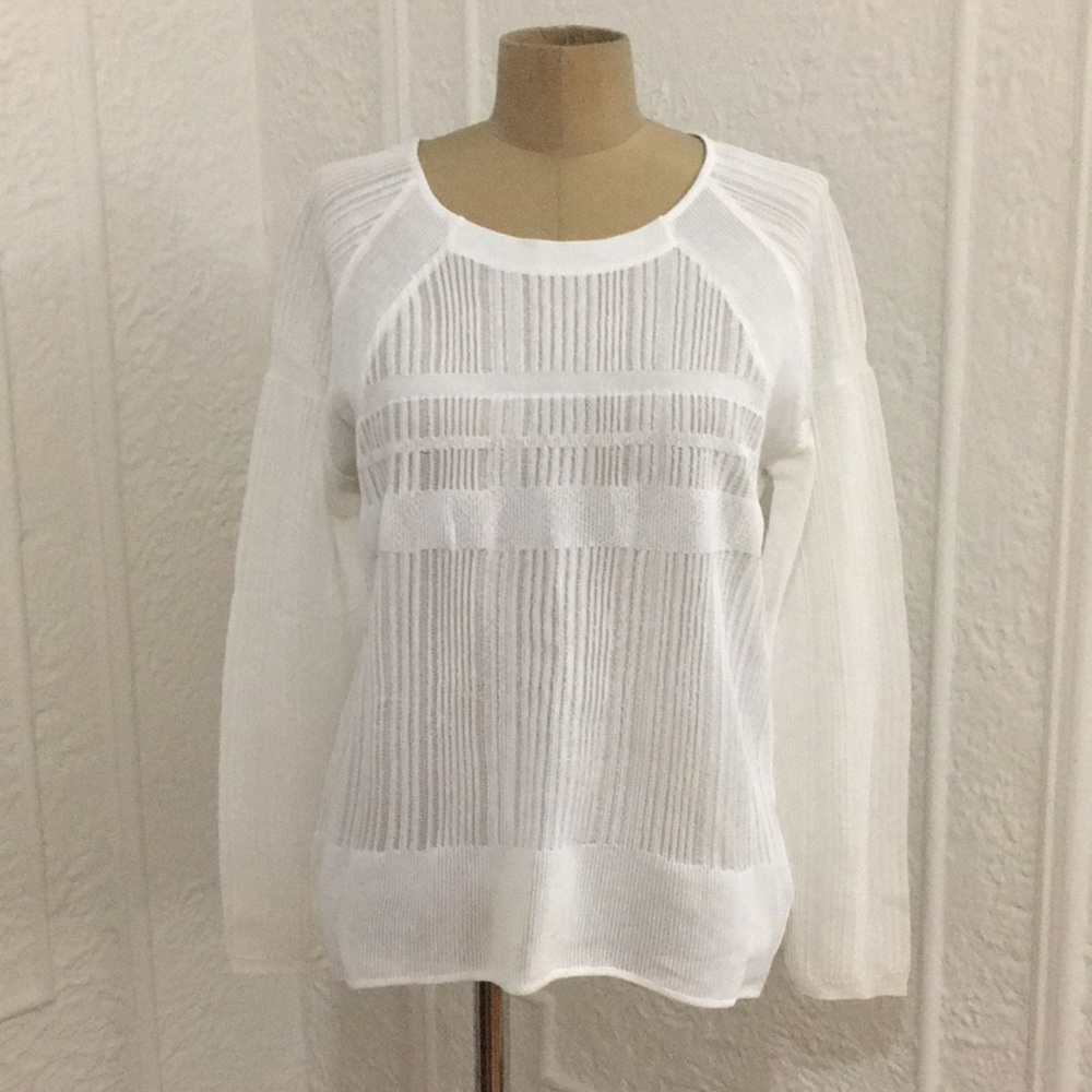 White Helmut Lang Semi Sheer Sweater